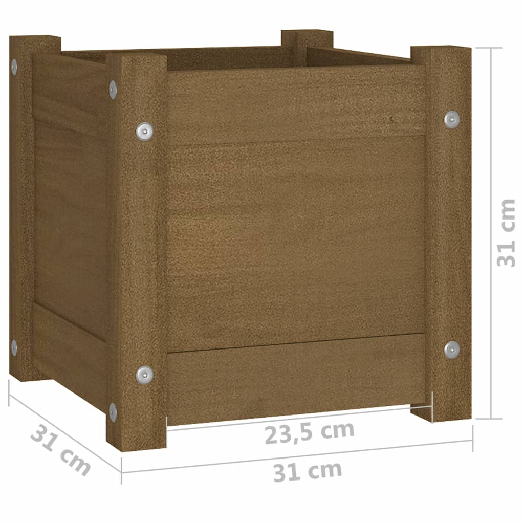 Fioriera da Giardino Miele 31x31x31 cm Legno Massello di Pino