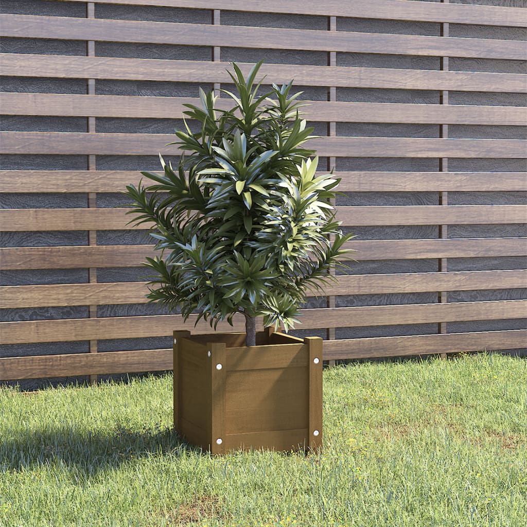 Fioriera da Giardino Miele 31x31x31 cm Legno Massello di Pino