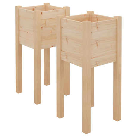 Fioriere da Giardino 2 pz 31x31x70 cm in Legno Massello di Pino