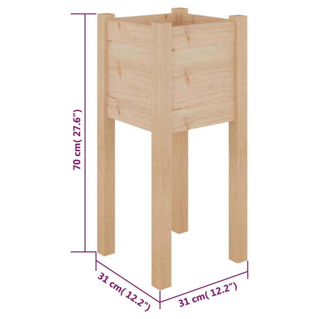 Fioriere da Giardino 2 pz 31x31x70 cm in Legno Massello di Pino