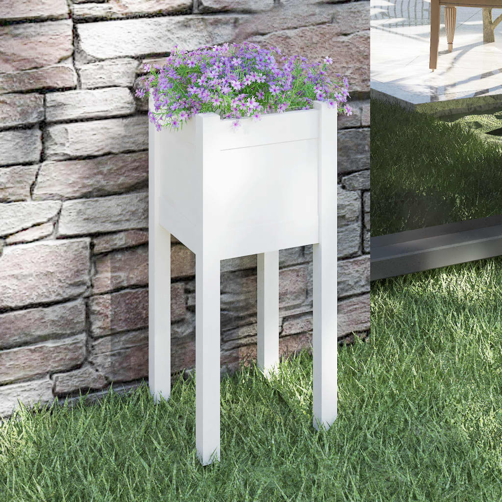 Fioriera da Giardino Bianca 31x31x70 cm Legno Massello di Pino