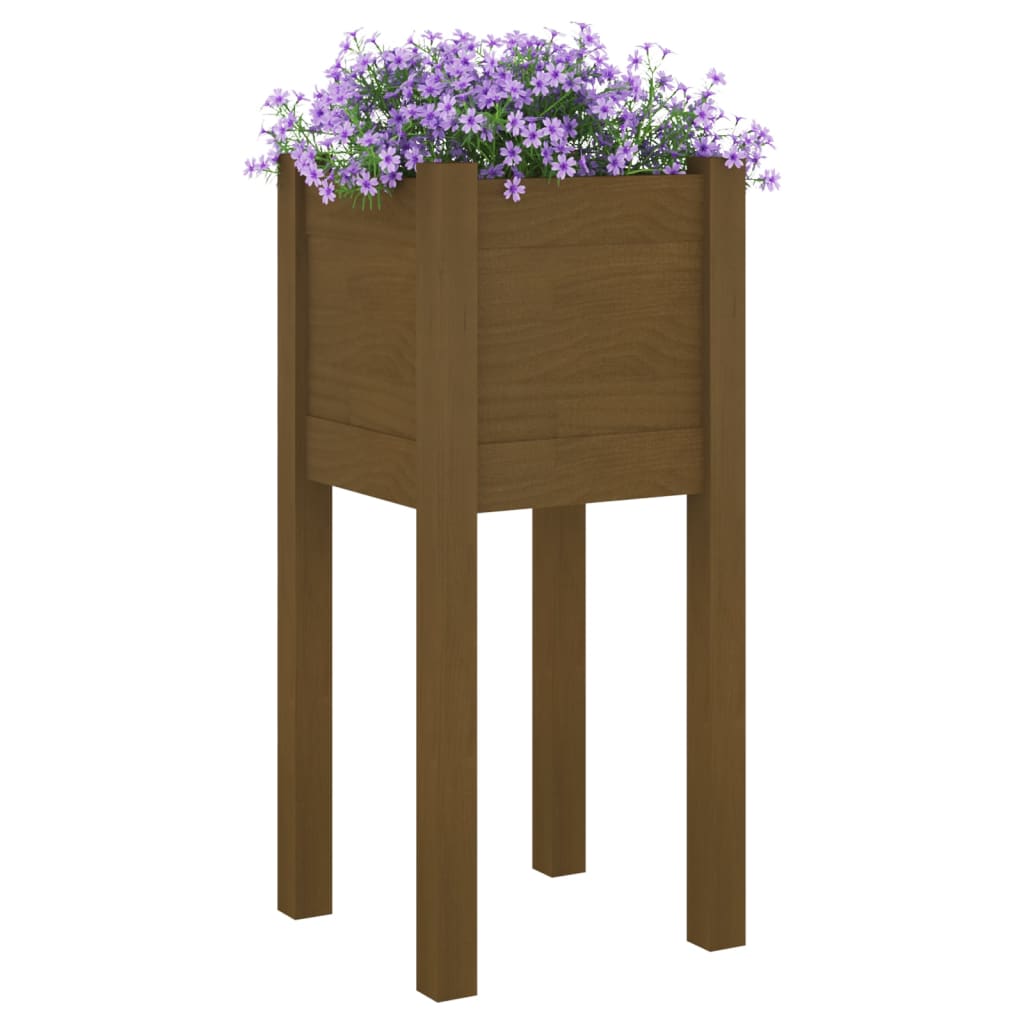 Fioriere da Giardino 2 pz Miele 31x31x70 cm in Legno di Pino