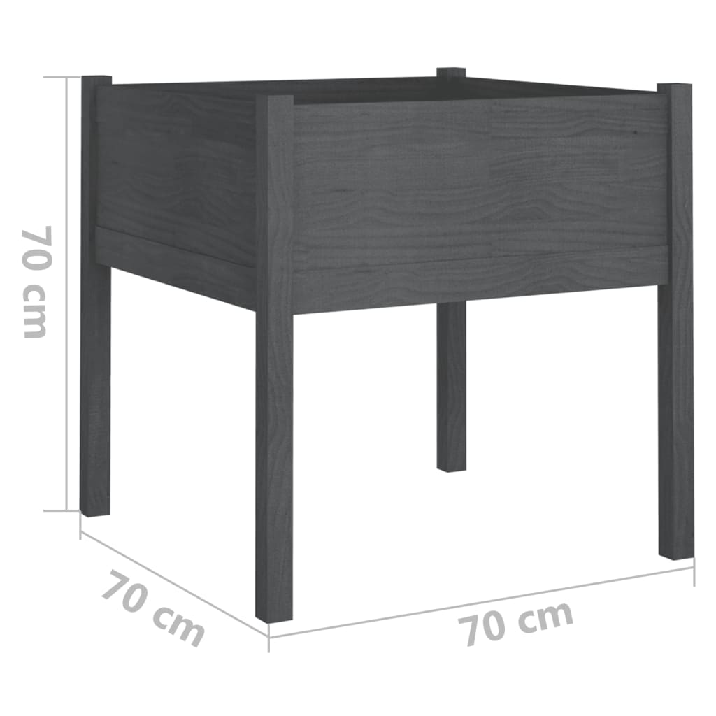 Fioriere da Giardino 2 pz Grigie 70x70x70 cm in Legno di Pino