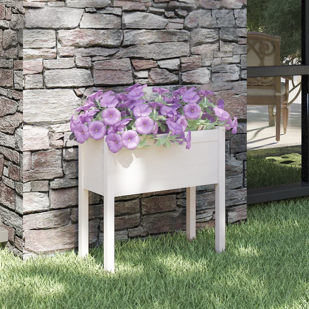 Fioriera da Giardino Bianca 70x31x70 cm Legno Massello di Pino