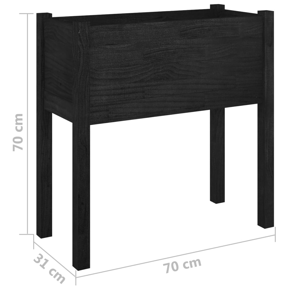 Fioriere da Giardino 2 pz Nere 70x31x70 cm in Legno di Pino