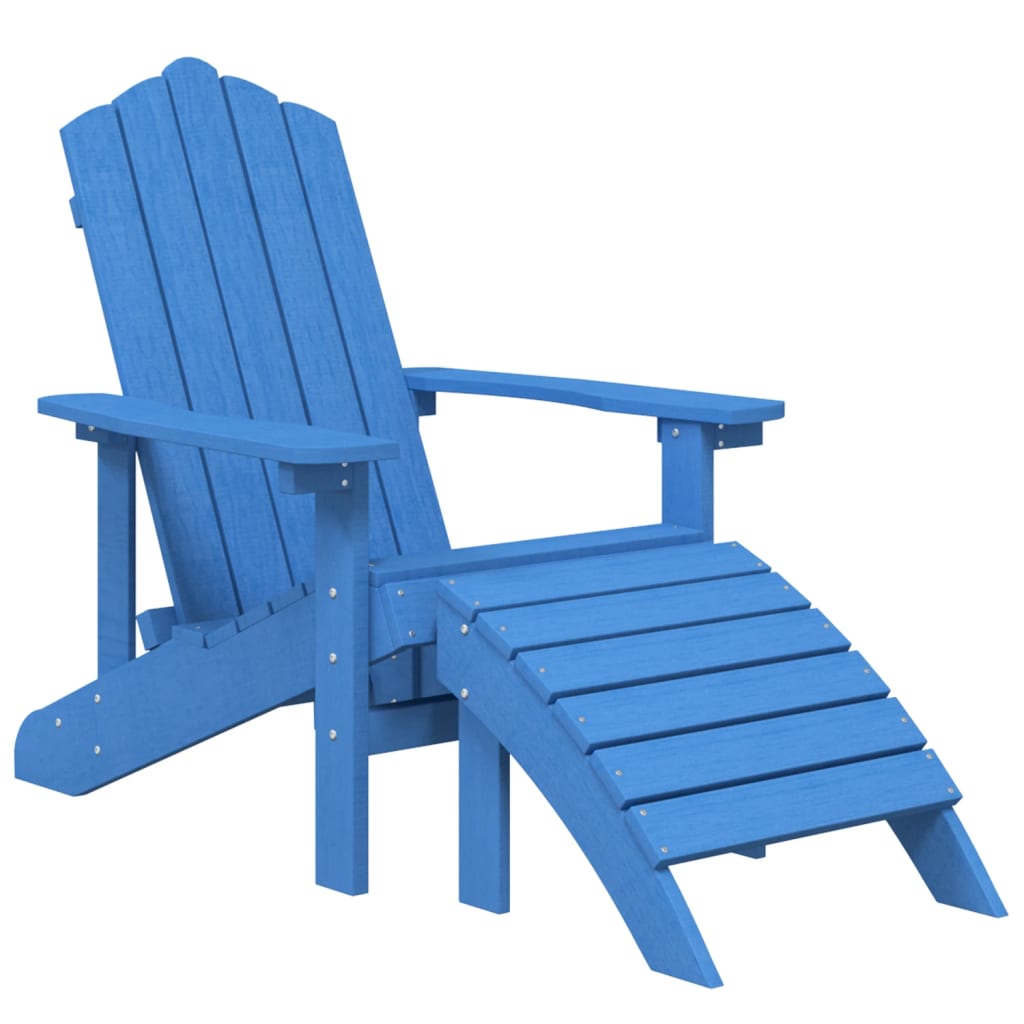 Sedia da Giardino Adirondack con Poggiapiedi Blu Acqua in HDPE