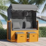 Strandkorb con Cuscino Polyrattan Legno Massello Nero Antracite