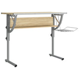 Scrivania Sonoma e Grigio 110x53x(58-87) cm Multistrato Acciaio