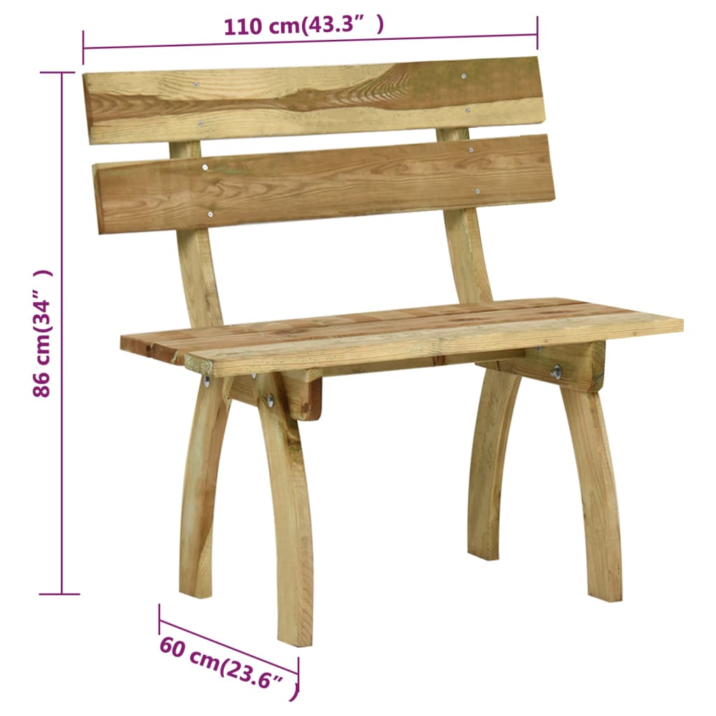 Panchina da Giardino 110 cm in Legno di Pino Impregnato