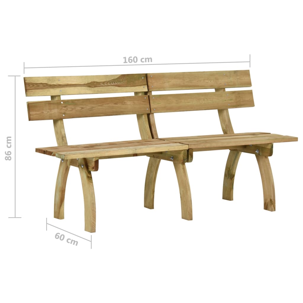 Panchina da Giardino 160 cm in Legno di Pino Impregnato