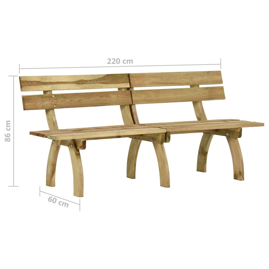 Panca da Giardino 220 cm in Legno di Pino Impregnato