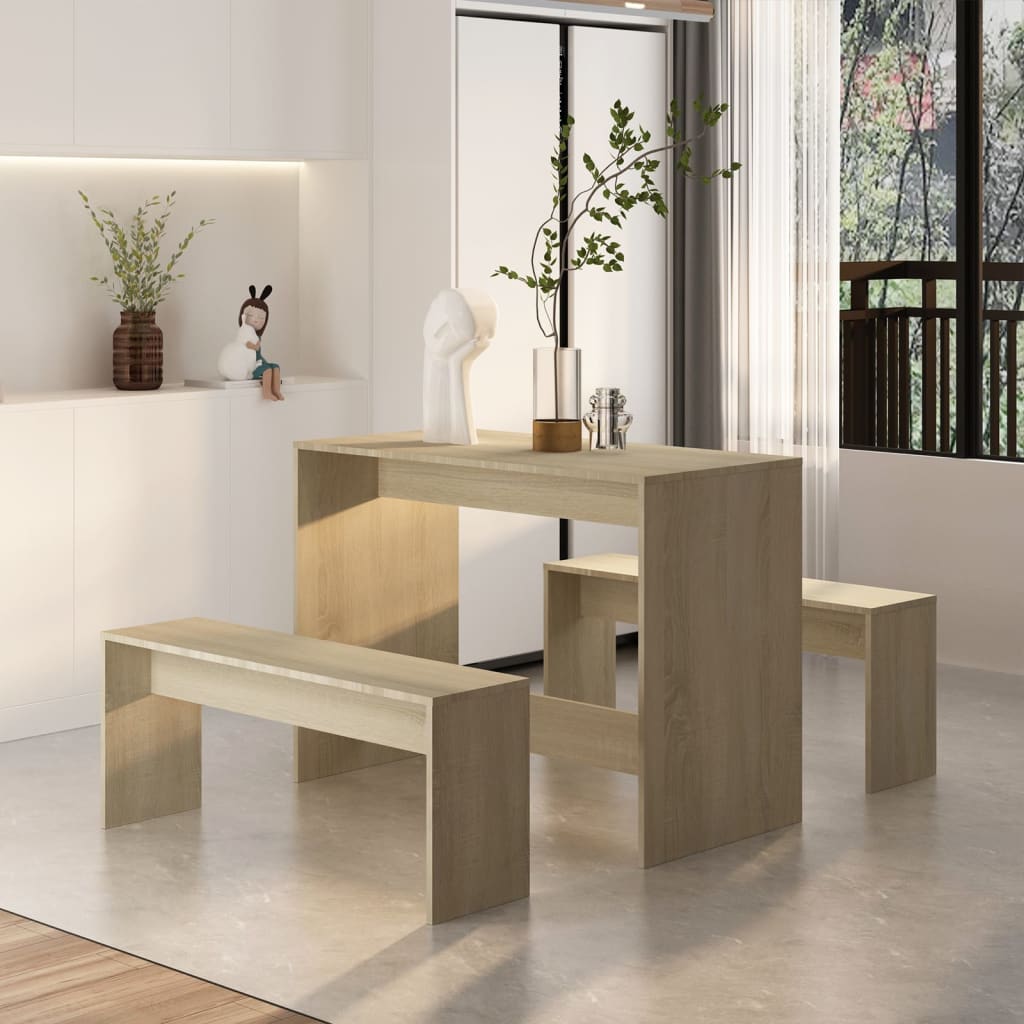 Set da Pranzo 3 pz Rovere Sonoma in Truciolato