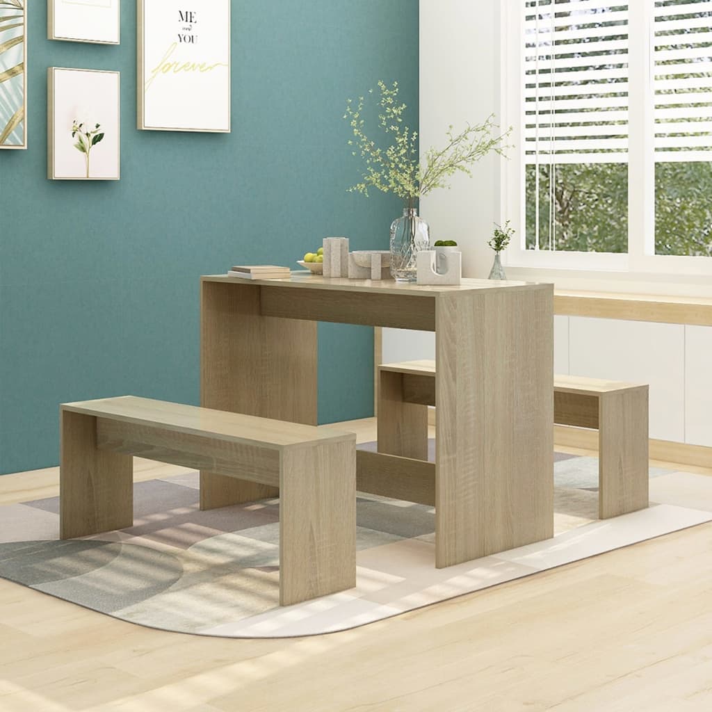 Set da Pranzo 3 pz Rovere Sonoma in Truciolato