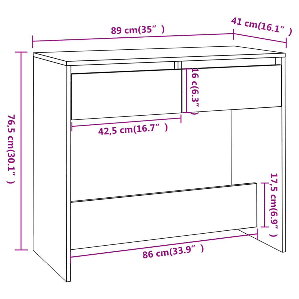 Tavolo Consolle Grigio Cemento 89x41x76,5 cm in Acciaio