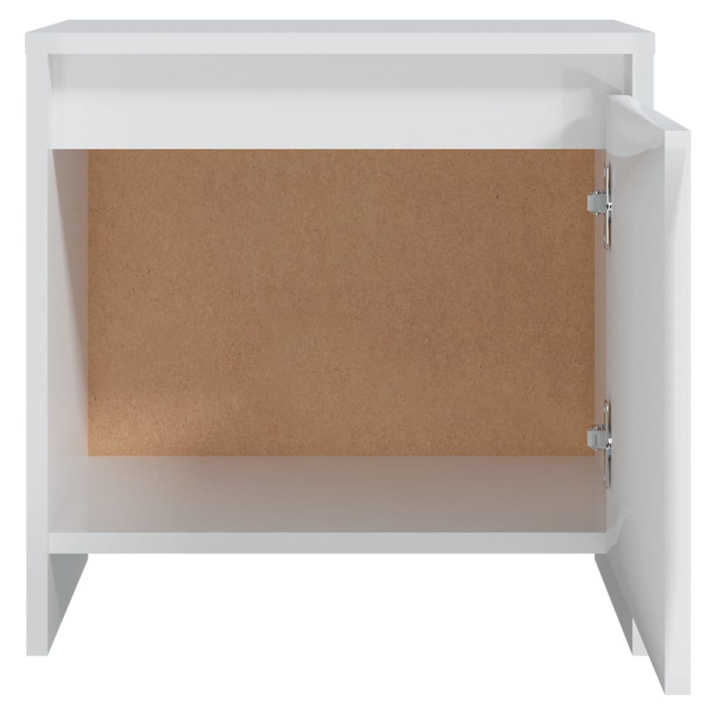 Comodino Bianco Lucido 45x34x44,5 cm in Truciolato