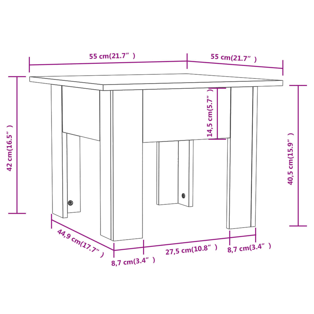 Tavolino da Salotto Bianco Lucido 55x55x42 cm Legno Multistrato