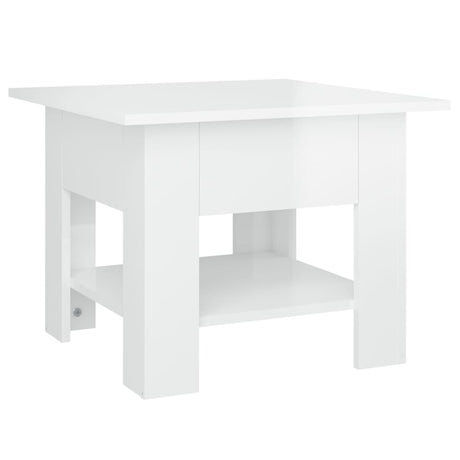 Tavolino da Salotto Bianco Lucido 55x55x42 cm Legno Multistrato