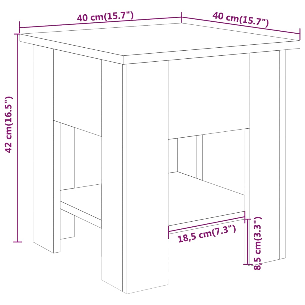 Tavolino da Salotto Bianco 40x40x42 cm in Legno Multistrato