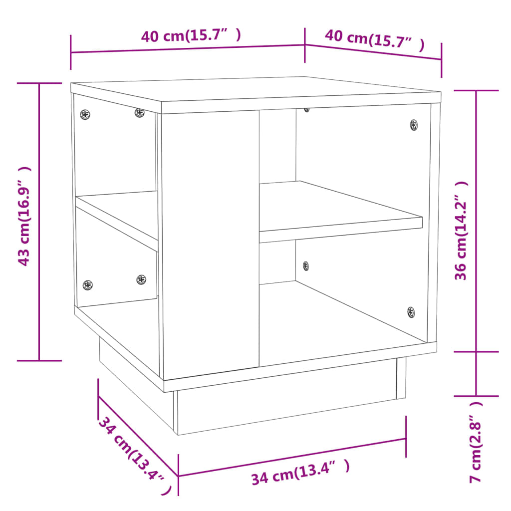 Tavolino Salotto Grigio Cemento 40x40x43 cm Legno Multistrato