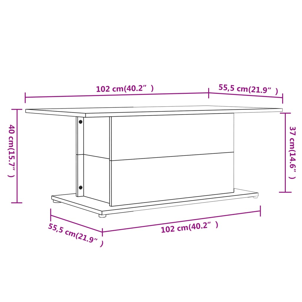 Tavolino da Salotto Rovere Sonoma 102x55,5x40 cm in Truciolato