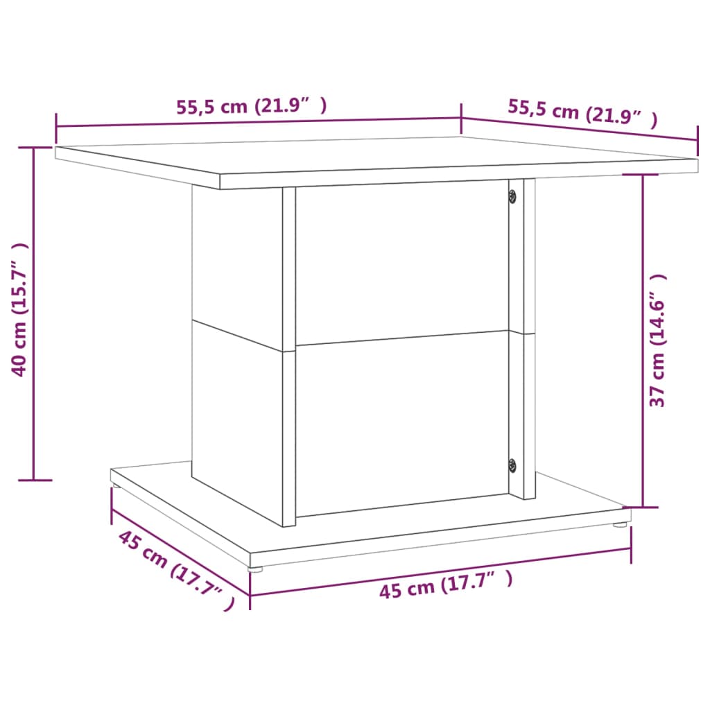 Tavolino da Salotto Nero 55,5x55,5x40 cm in Truciolato