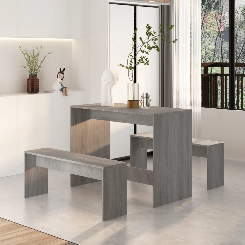 Set da Pranzo 3 pz Grigio Sonoma in Truciolato