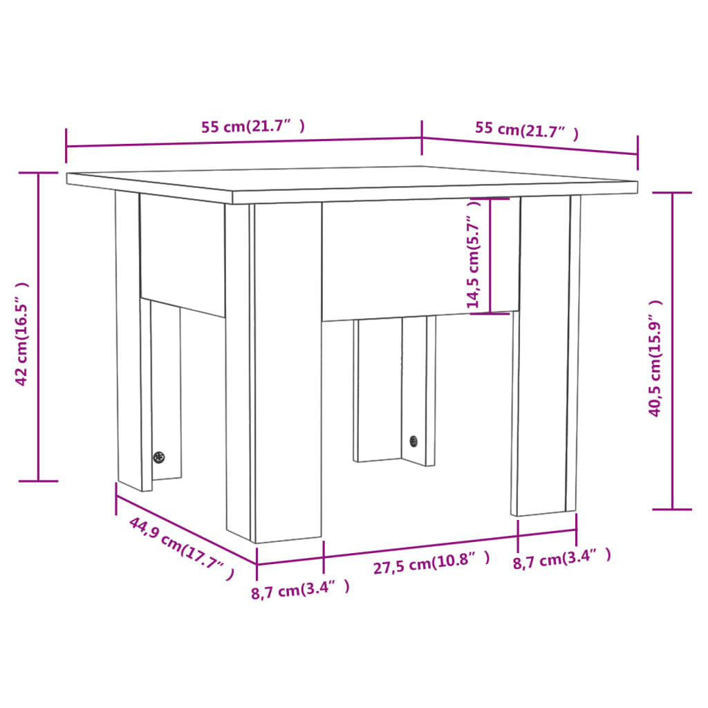 Tavolino da Salotto Rovere Marrone 55x55x42 cm in Truciolato