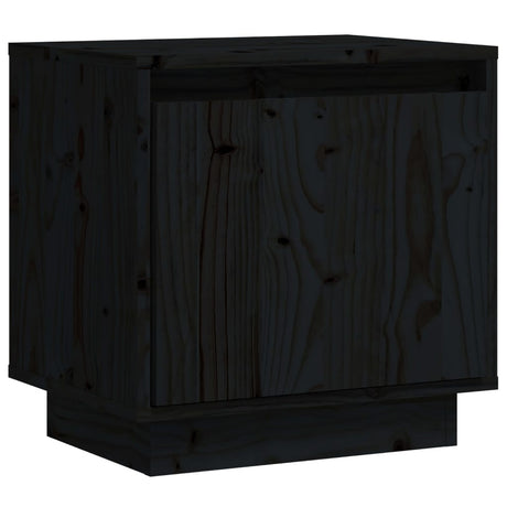 Comodino Nero 40x30x40 cm in Legno Massello di Pino