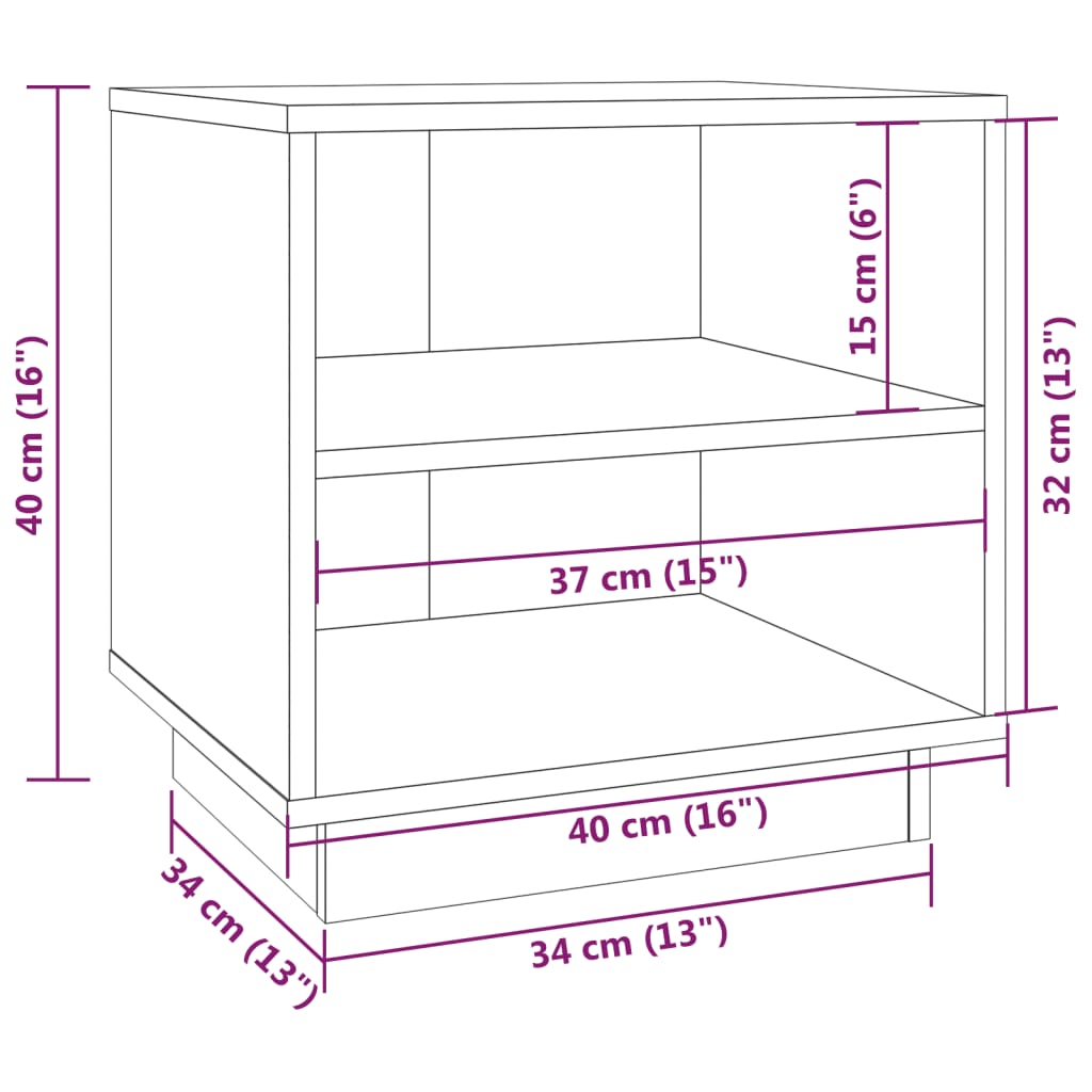 Comodino 40x34x40 cm in Legno Massello di Pino