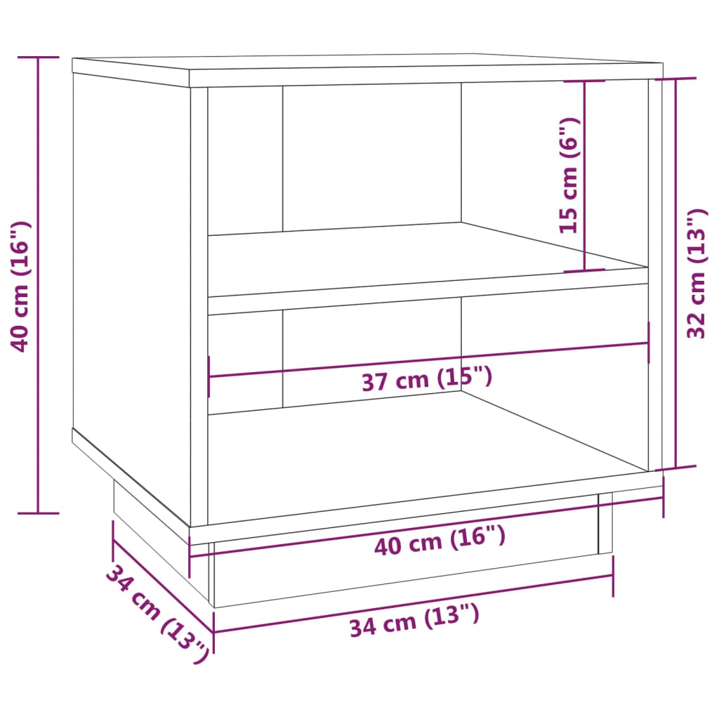 Comodino Bianco 40x34x40 cm in Legno Massello di Pino