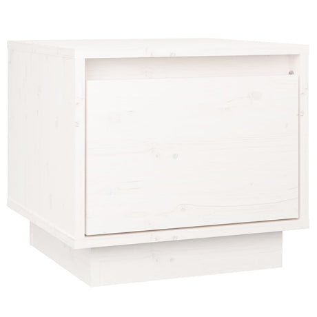 Comodino Bianco 35x34x32 cm in Legno Massello di Pino