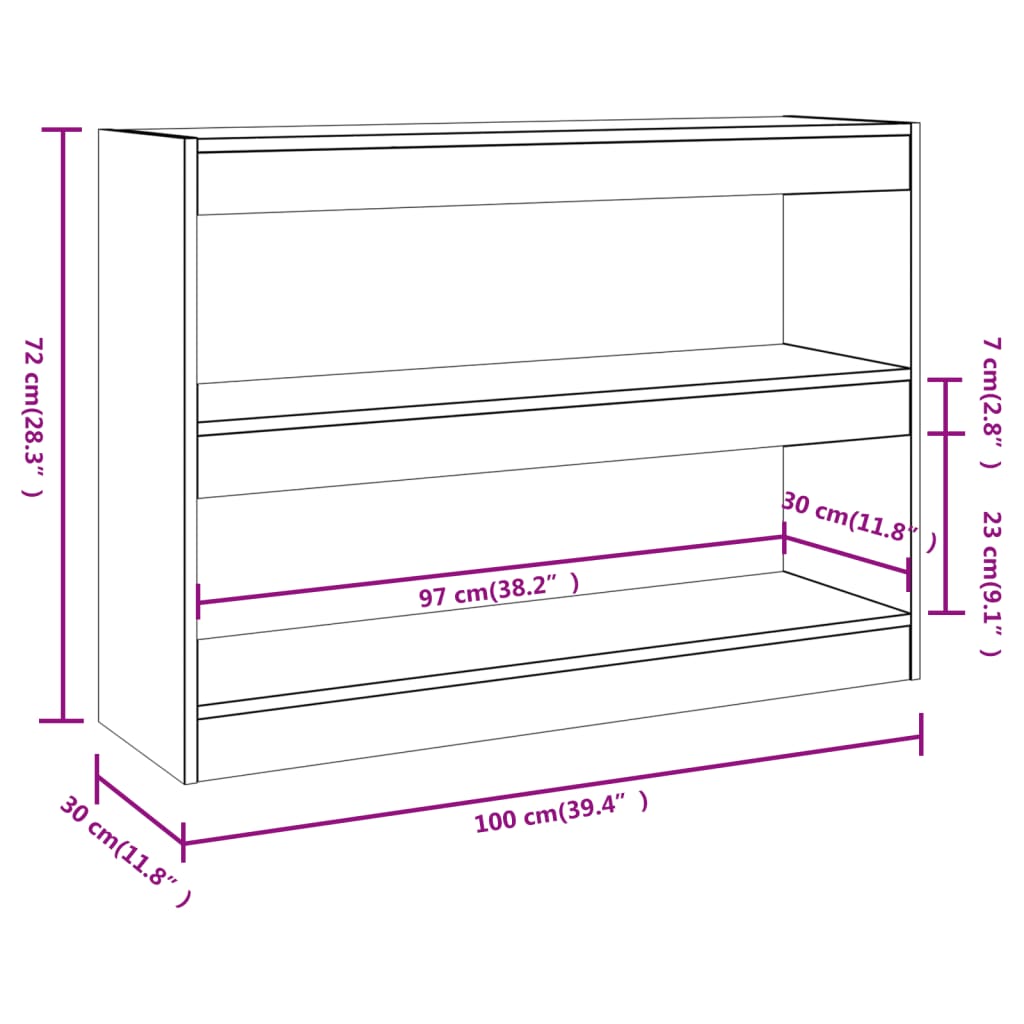 Libreria/Divisorio Bianco 100x30x72 cm