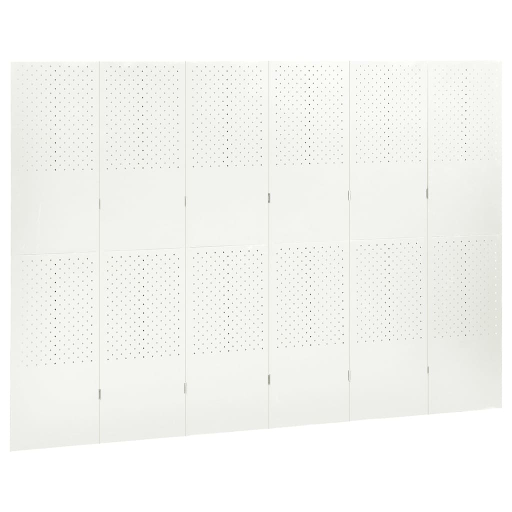 Paravento a 6 Pannelli 2 pz Bianco 240x180 cm in Acciaio