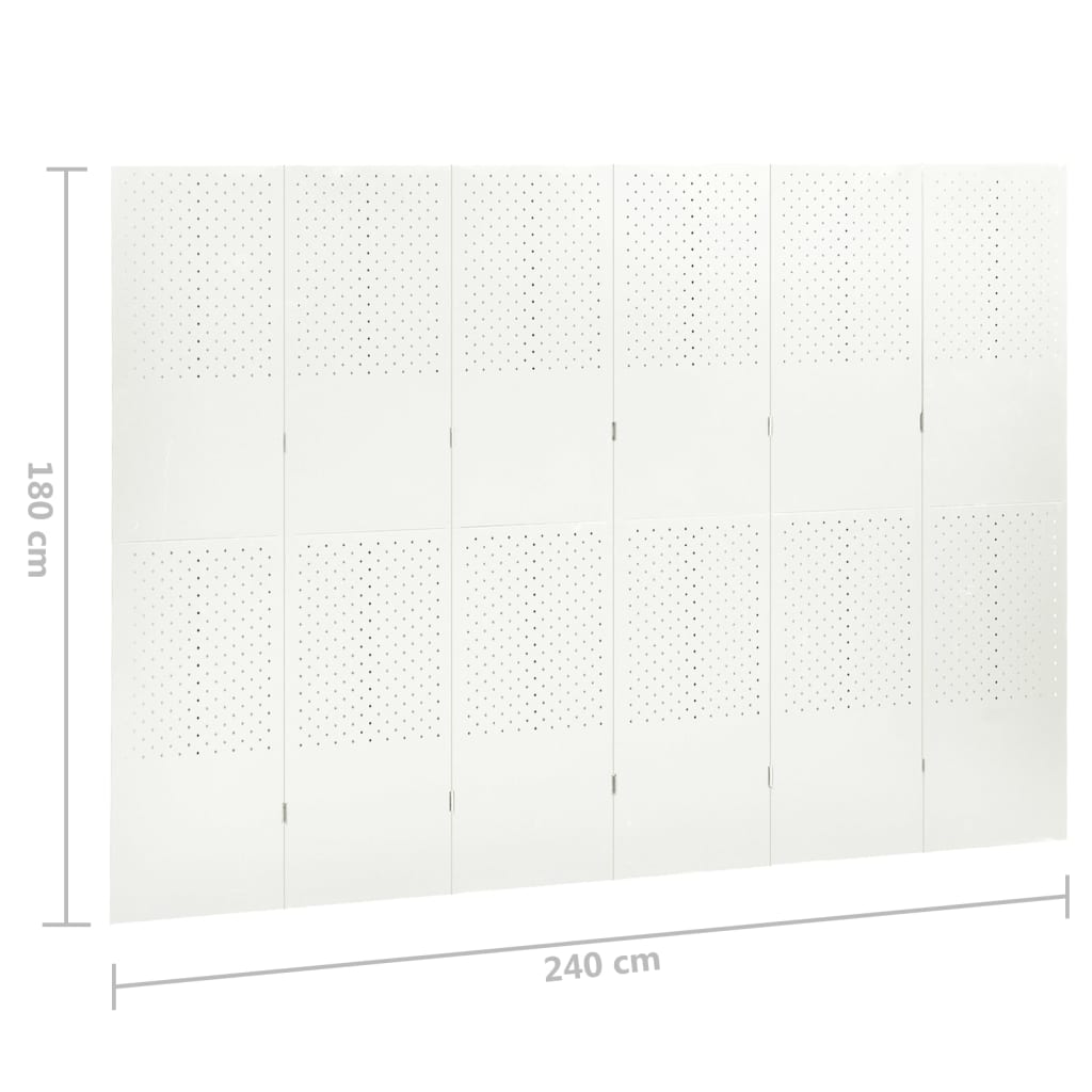 Paravento a 6 Pannelli 2 pz Bianco 240x180 cm in Acciaio