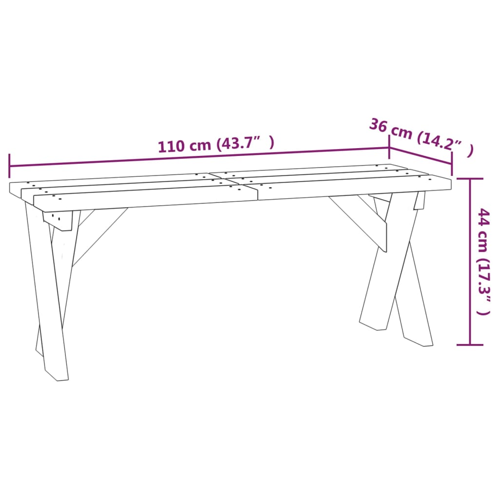 Panca da Giardino 110 cm in Legno di Pino Impregnato