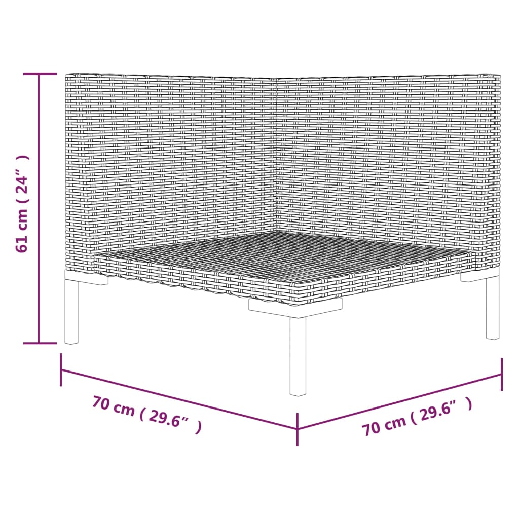 Divano da Giardino con Cuscini in Polyrattan Mezzo Tondo