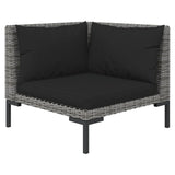 Set Divani da Giardino 3 pz Grigio Scuro Polyrattan Mezzo Tondo