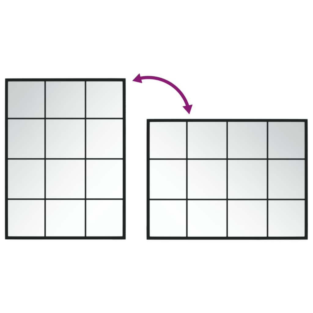 Specchio da Parete Nero 80x40 cm in Metallo