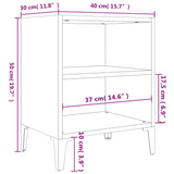 Comodino con Gambe in Metallo Rovere Fumo 40x30x50 cm