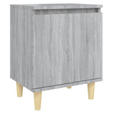 Comodino con Gambe in Legno Massello Grigio Sonoma 40x30x50 cm