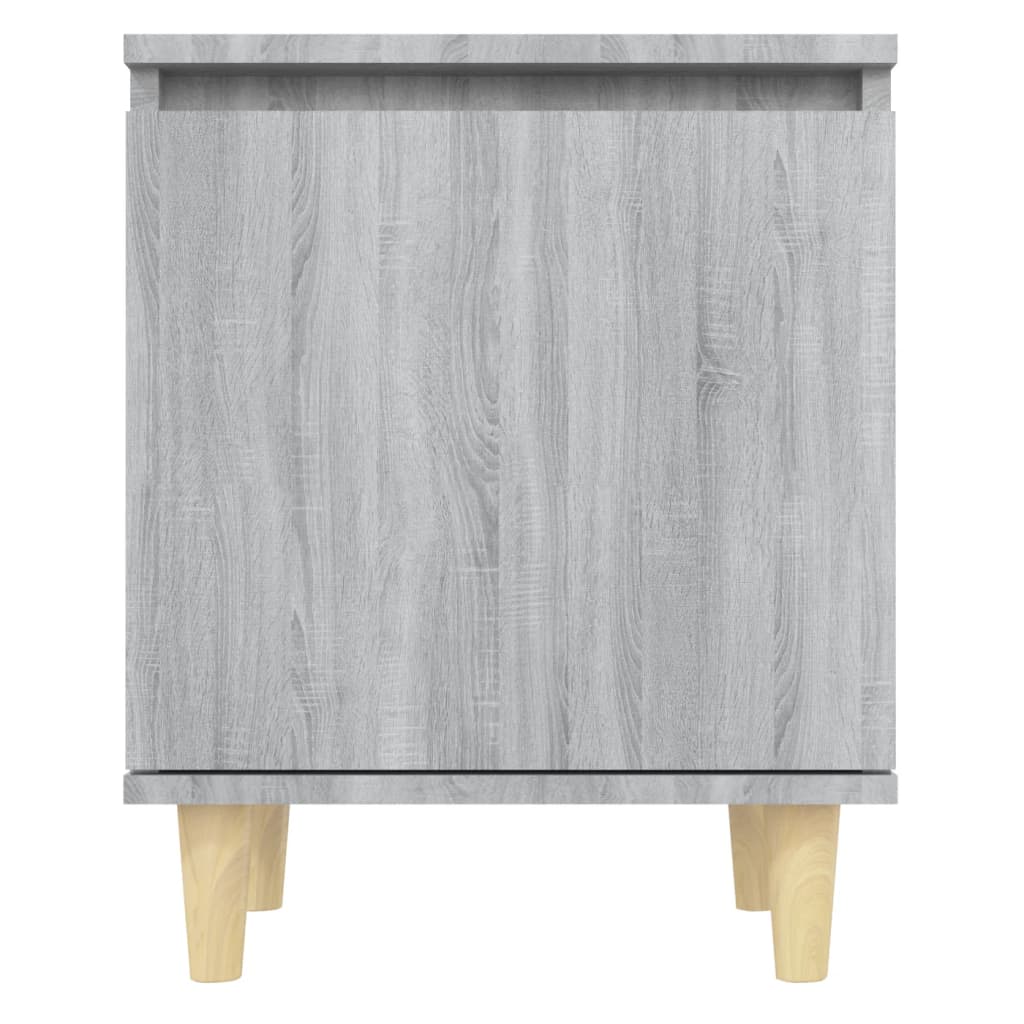 Comodino con Gambe in Legno Massello Grigio Sonoma 40x30x50 cm