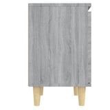 Comodino con Gambe in Legno Massello Grigio Sonoma 40x30x50 cm