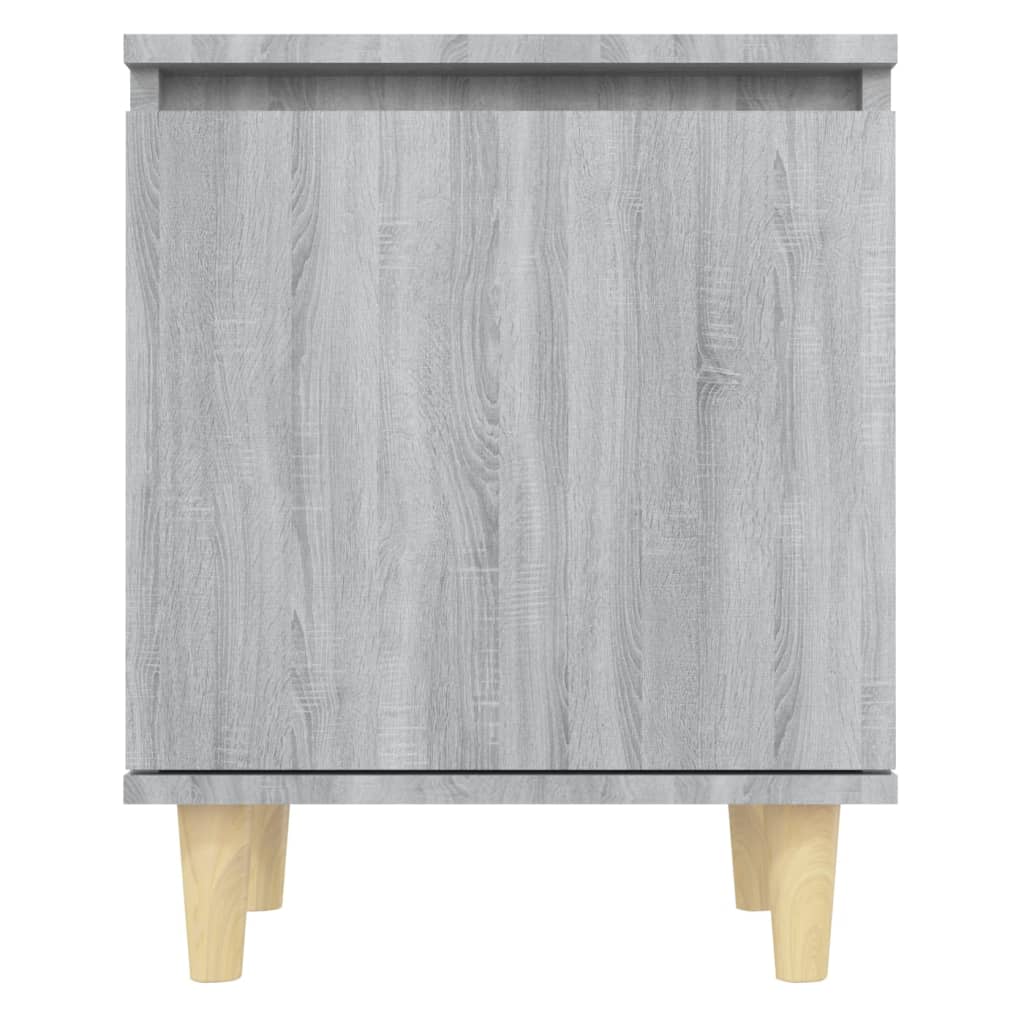 Comodini Gambe in Legno Massello 2 pz Grigio Sonoma 40x30x50 cm