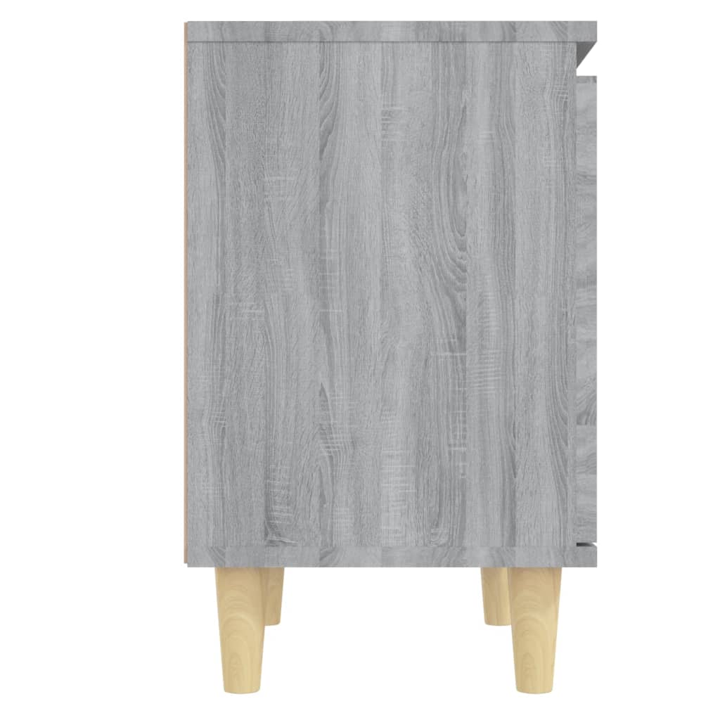 Comodini Gambe in Legno Massello 2 pz Grigio Sonoma 40x30x50 cm