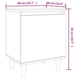 Comodini Gambe in Legno Massello 2 pz Grigio Sonoma 40x30x50 cm