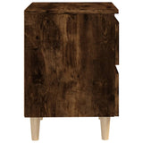 Comodino con Gambe in Legno Massello Rovere Fumo 40x35x50 cm