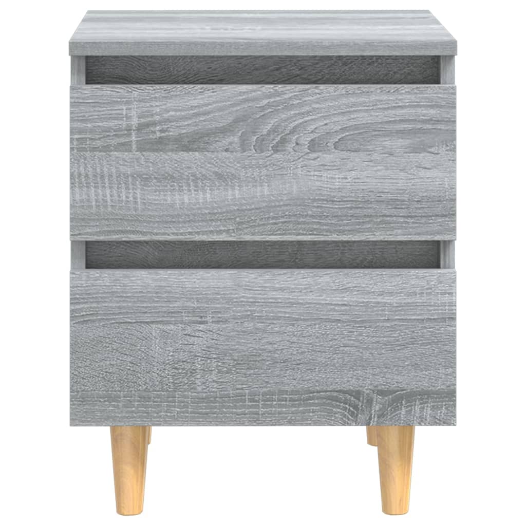 Comodini Gambe in Legno Massello 2 pz Grigio Sonoma 40x30x50 cm