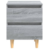 Comodini Gambe in Legno Massello 2 pz Grigio Sonoma 40x30x50 cm