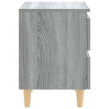 Comodini Gambe in Legno Massello 2 pz Grigio Sonoma 40x30x50 cm