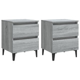 Comodini con Gambe in Metallo 2 pz Grigio Sonoma 40x35x50 cm